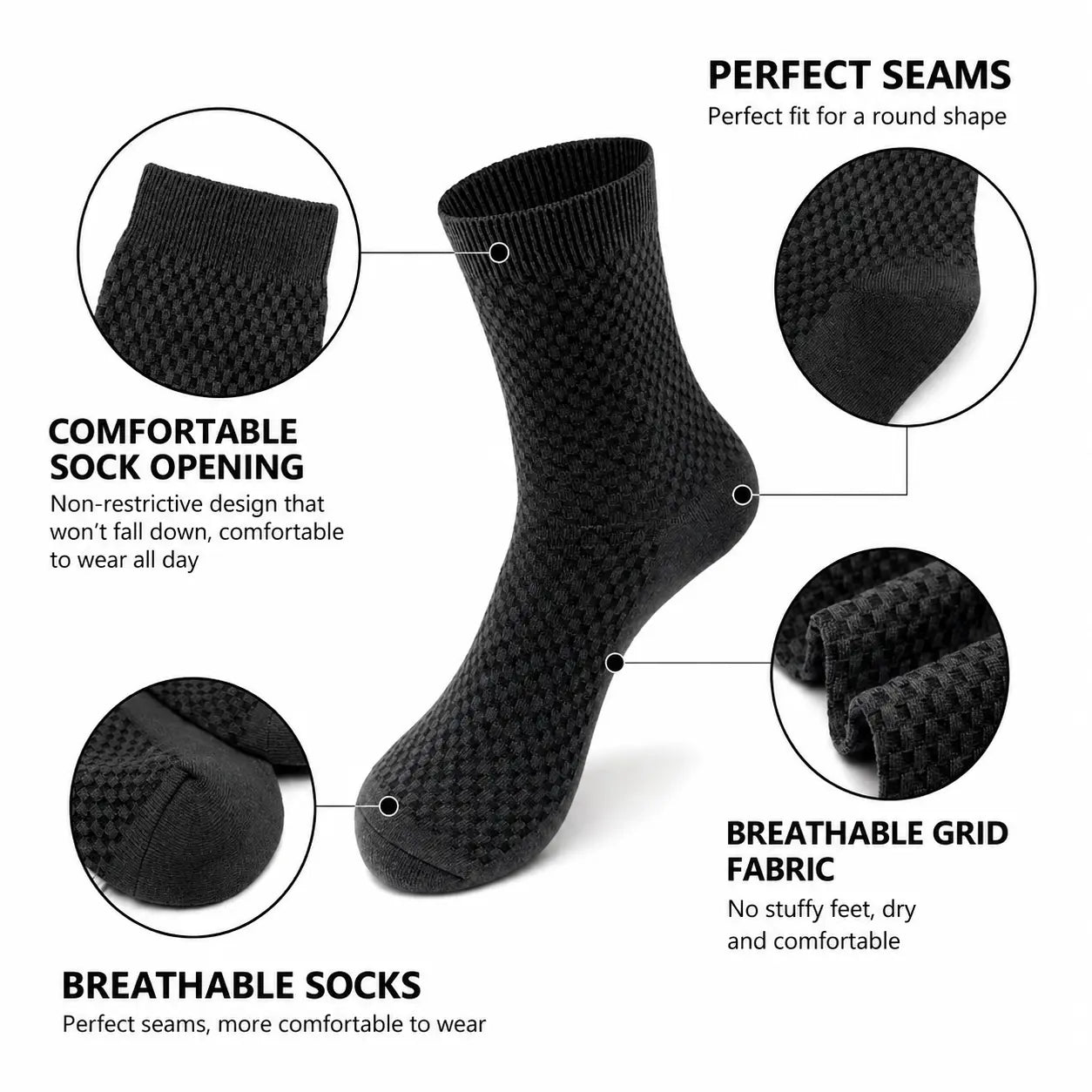 Anti-Odor Crew Socks – Pack of 5